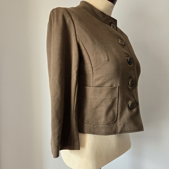 Cartonnier Olive Green Cropped Blazer With Bronze Buttons. Size Small - Picture 6 of 13